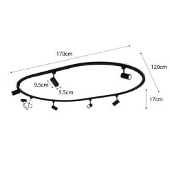 Modern railsysteem met 6 spots wit 1-fase ovaal 100cm - Iconic Jeana
