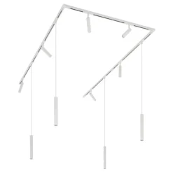 Modern railsysteem met 6 spots en 4 hanglampen wit 1-fase - Slimline Uzzy Keno