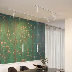 Modern railsysteem met 6 spots en 4 hanglampen wit 1-fase - Slimline Uzzy Keno