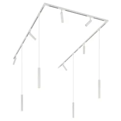 Modern railsysteem met 6 spots en 4 hanglampen wit 1-fase - Slimline Uzzy Keno