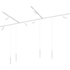 Modern railsysteem met 6 spots en 4 hanglampen wit 1-fase - Slimline Uzzy Keno