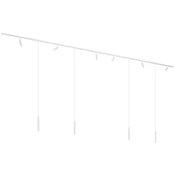 Modern railsysteem met 6 spots en 4 hanglampen wit 1-fase - Slimline Uzzy Keno