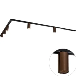Modern railsysteem met 5 spots donker brons 1-fase GU10 50mm - Iconic Ruby