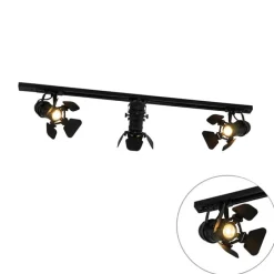 Modern railsysteem met 3 spots zwart 1-fase- Iconic Movie