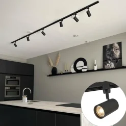 Modern railsysteem met 6 spots zwart 1-fase 300cm - Iconic Jeana