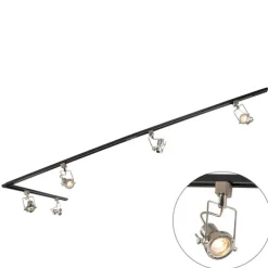 Modern railsysteem met 5 spots staal 1-fase- Iconic Suplux