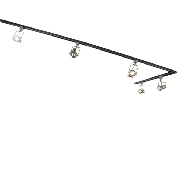 Modern railsysteem met 5 spots staal 1-fase- Iconic Suplux