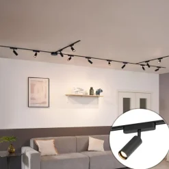 Modern railsysteem met 12 spots zwart 1-fase - Magnetic Samson