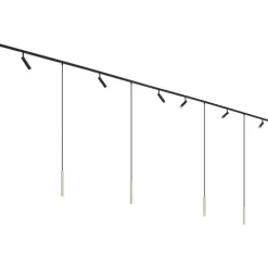 Modern railsysteem met 6 spots en 4 hanglampen beige met zwart 1-fase - Slimline Uzzy Keno