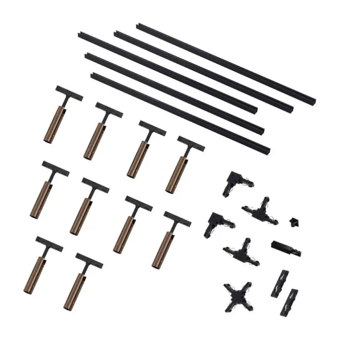 Modern railsysteem met 10 spots donker brons 1-fase - Slimline Uzzy