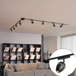 Modern railsysteem met 8 spots zwart 1-fase - Magnetic Eggy