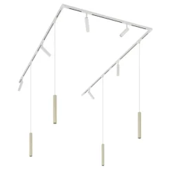 Modern railsysteem met 6 spots en 4 hanglampen beige met wit 1-fase - Slimline Uzzy Keno