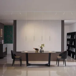 Modern railsysteem met 6 spots en 4 hanglampen beige met wit 1-fase - Slimline Uzzy Keno