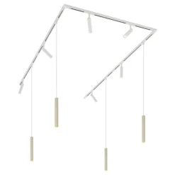 Modern railsysteem met 6 spots en 4 hanglampen beige met wit 1-fase - Slimline Uzzy Keno