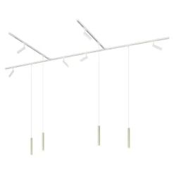 Modern railsysteem met 6 spots en 4 hanglampen beige met wit 1-fase - Slimline Uzzy Keno