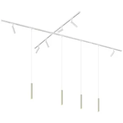 Modern railsysteem met 6 spots en 4 hanglampen beige met wit 1-fase - Slimline Uzzy Keno