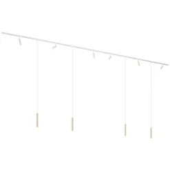 Modern railsysteem met 6 spots en 4 hanglampen beige met wit 1-fase - Slimline Uzzy Keno