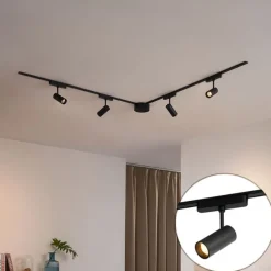 Modern railsysteem met 4 spots zwart 1-fase 200 cm - Magnetic Gert