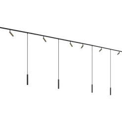 Modern railsysteem met 6 spots en 4 hanglampen donker brons 1-fase - Slimline Uzzy Keno