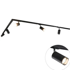 Modern railsysteem met 5 spots zwart met smoke 1-fase - Iconic Jeana
