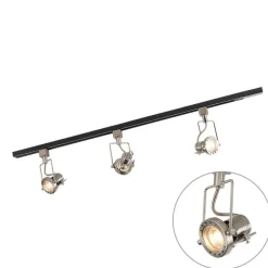 Modern railsysteem met 3 spots staal 1-fase- Iconic Suplux