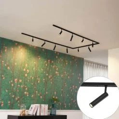 Modern railsysteem met 10 spots zwart 1-fase - Slimline Uzzy
