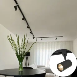 Modern railsysteem met 10 spots zwart 1-fase- Iconic Jeana