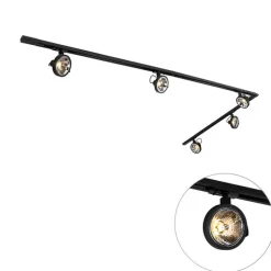Modern railsysteem met 5 spots zwart 1-fase- Iconic Go