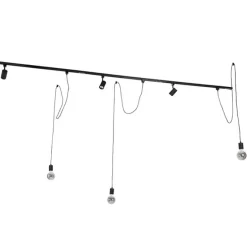 Modern railsysteem met 3 spots en 3 hanglampen zwart 1-fase - Iconic Cavalux Jeana