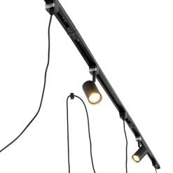 Modern railsysteem met 3 spots en 3 hanglampen zwart 1-fase - Iconic Cavalux Jeana