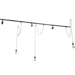 Modern railsysteem met 3 spots en 3 hanglampen zwart 1-fase - Iconic Cavalux Jeana
