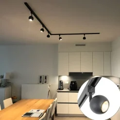 Modern railsysteem met 5 spots zwart 1-fase- Iconic Gissi