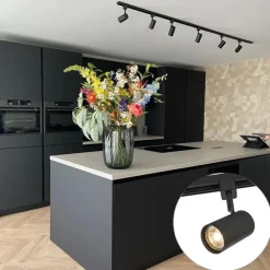 Modern railsysteem met 6 spots zwart 1-fase 200cm - Iconic Jeana