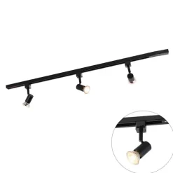 Modern railsysteem met 3 spots zwart 1-fase- Iconic Jeany