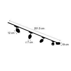 Modern railsysteem met 4 spots zwart 1-fase - Magnetic Eggy