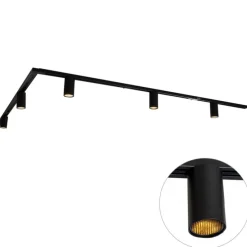 Modern railsysteem met 5 spots zwart 1-fase GU10 50mm - Iconic Ruby