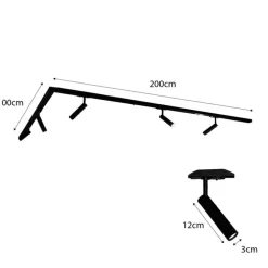 Modern railsysteem met 5 spots zwart 1-fase - Iconic Ivy
