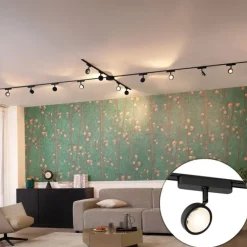 Modern railsysteem met 12 spots zwart 1-fase - Magnetic Lance