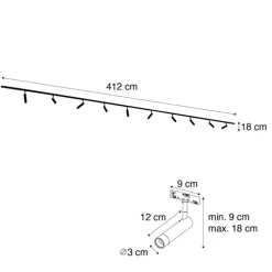 Modern railsysteem met 10 spots beige met zwart 1-fase - Slimline Uzzy