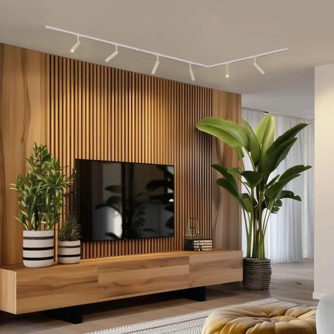 Modern railsysteem met 6 spots beige met wit 1-fase - Slimline Uzzy