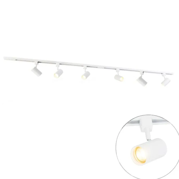 Modern railsysteem met 6 spots wit 1-fase 200cm - Iconic Jeana