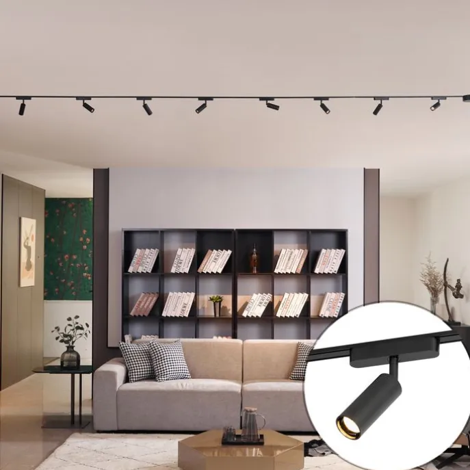 Modern railsysteem met 8 spots zwart 1-fase - Magnetic Samson