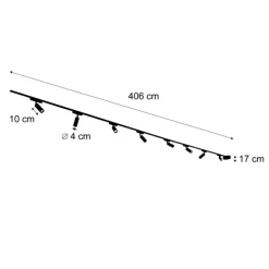 Modern railsysteem met 8 spots zwart 1-fase - Magnetic Samson