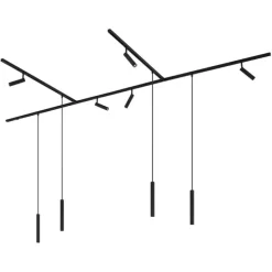 Modern railsysteem met 6 spots en 4 hanglampen zwart 1-fase - Slimline Uzzy Keno