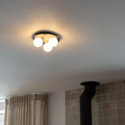 Moderne badkamer plafondlamp zwart 3-lichts - Cederic