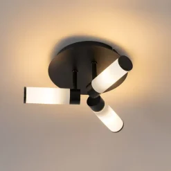 Moderne badkamer plafondlamp zwart 3-lichts IP44 - Bath