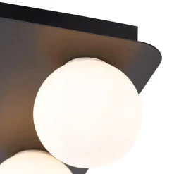 Moderne badkamer plafondlamp zwart vierkant 4-lichts - Cederic