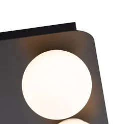 Moderne badkamer plafondlamp zwart vierkant 4-lichts - Cederic