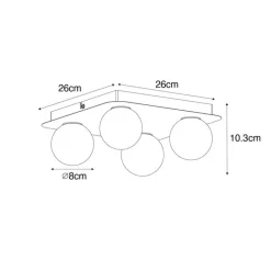 Moderne badkamer plafondlamp zwart vierkant 4-lichts - Cederic