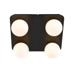 Moderne badkamer plafondlamp zwart vierkant 4-lichts - Cederic